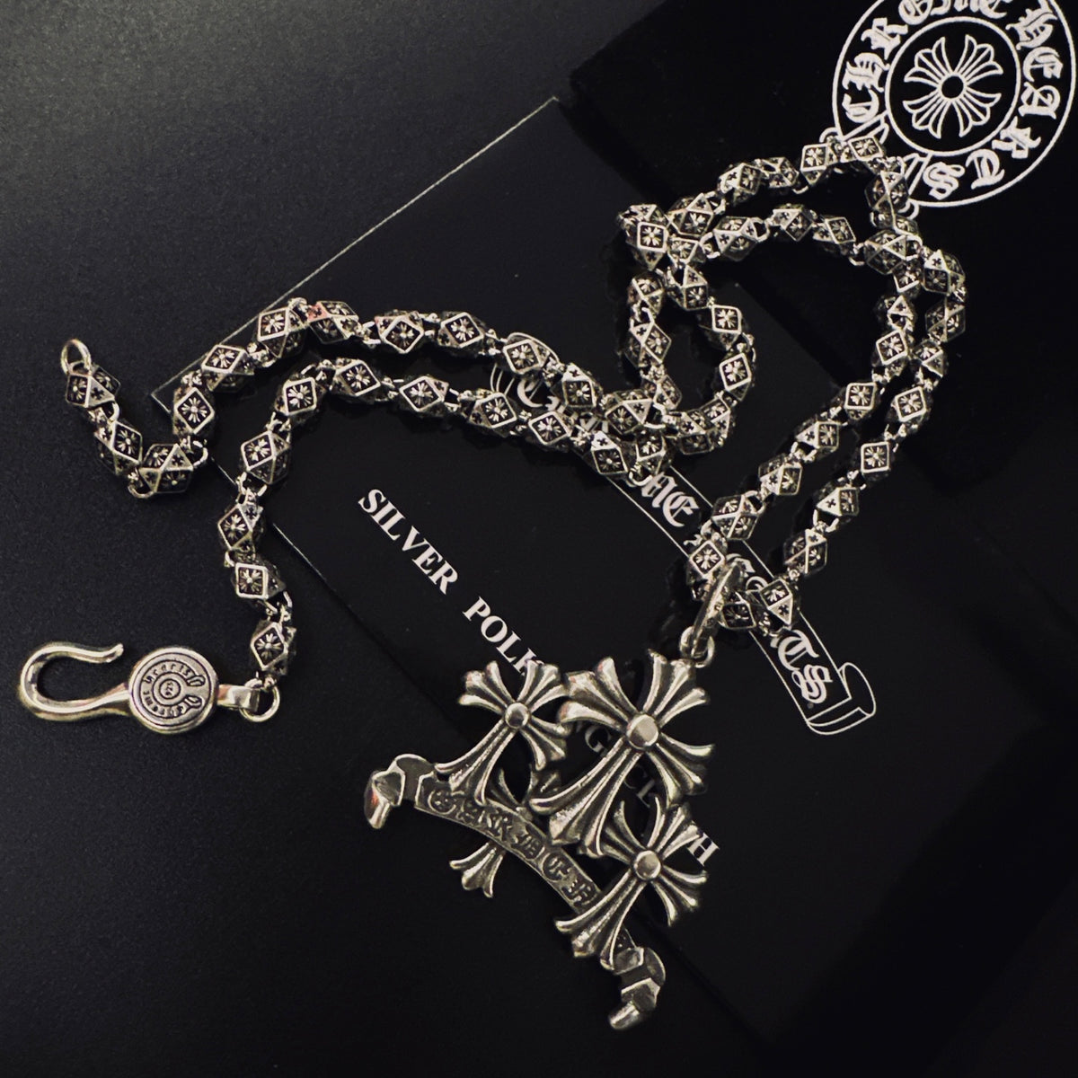 Gothic Emblem Pendant Necklace in Metal-Tone – Design 20 styled product view