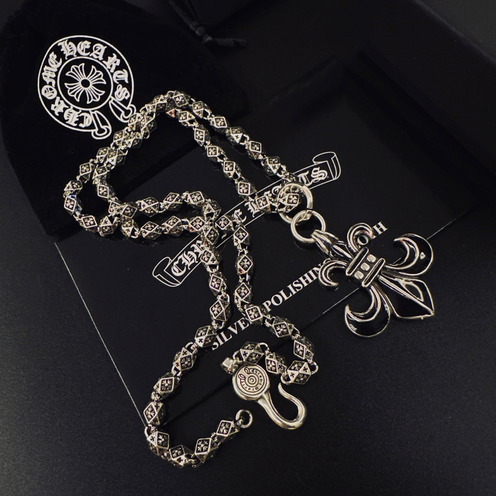 Gothic Emblem Pendant Necklace in Metal-Tone – Design 19 detail view