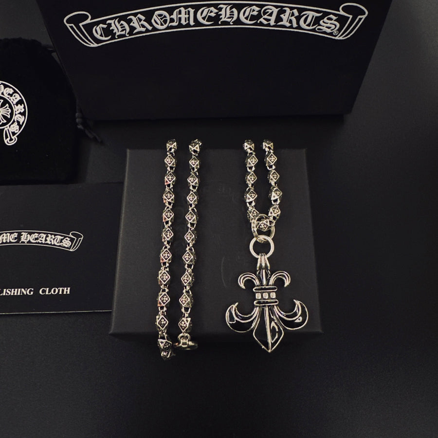 Gothic Emblem Pendant Necklace in Metal-Tone – Design 19 main product view