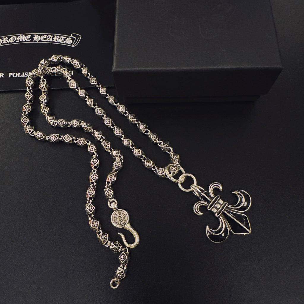 Gothic Emblem Pendant Necklace in Metal-Tone – Design 19 styled product view