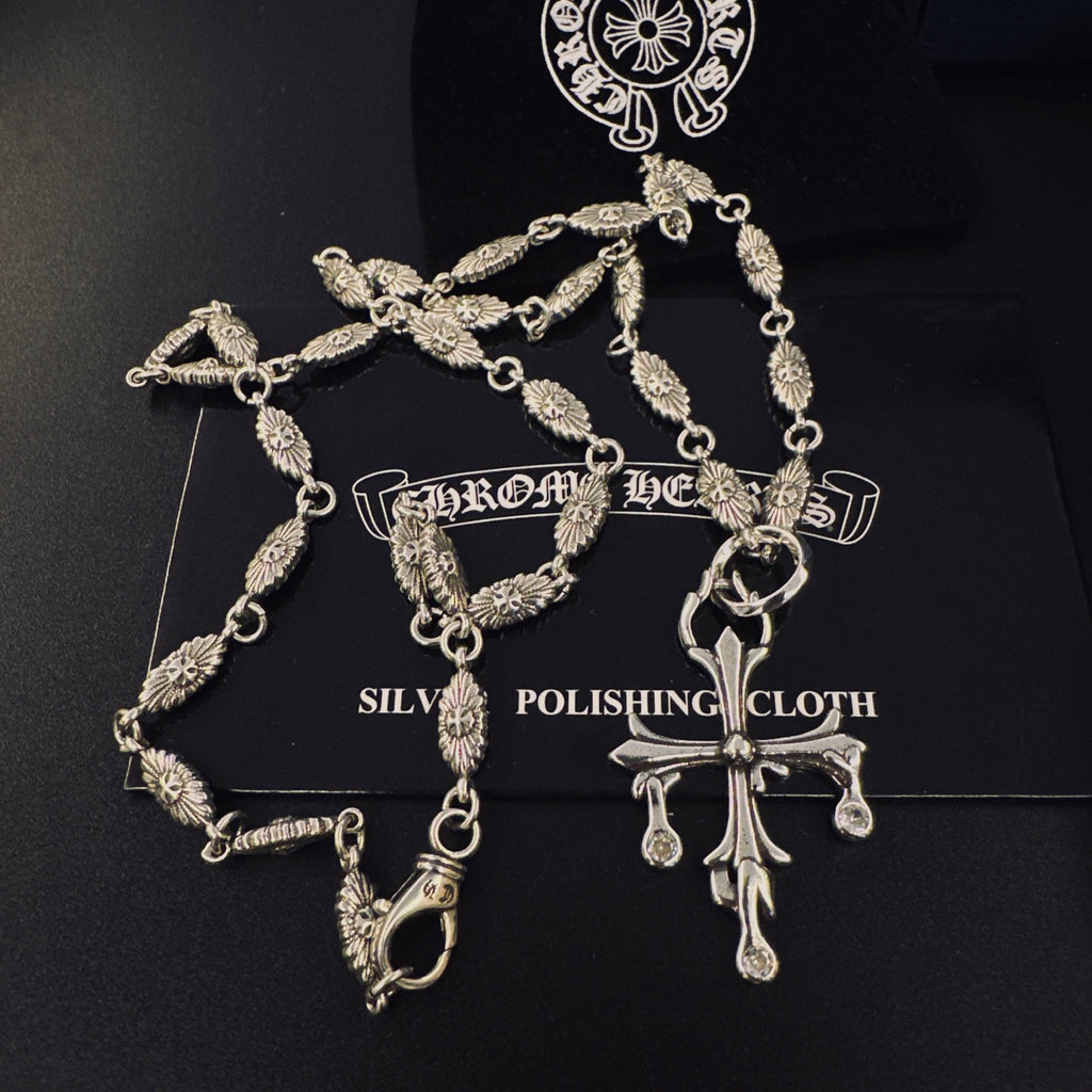 Gothic Emblem Pendant Necklace in Metal-Tone – Design 16 detail view