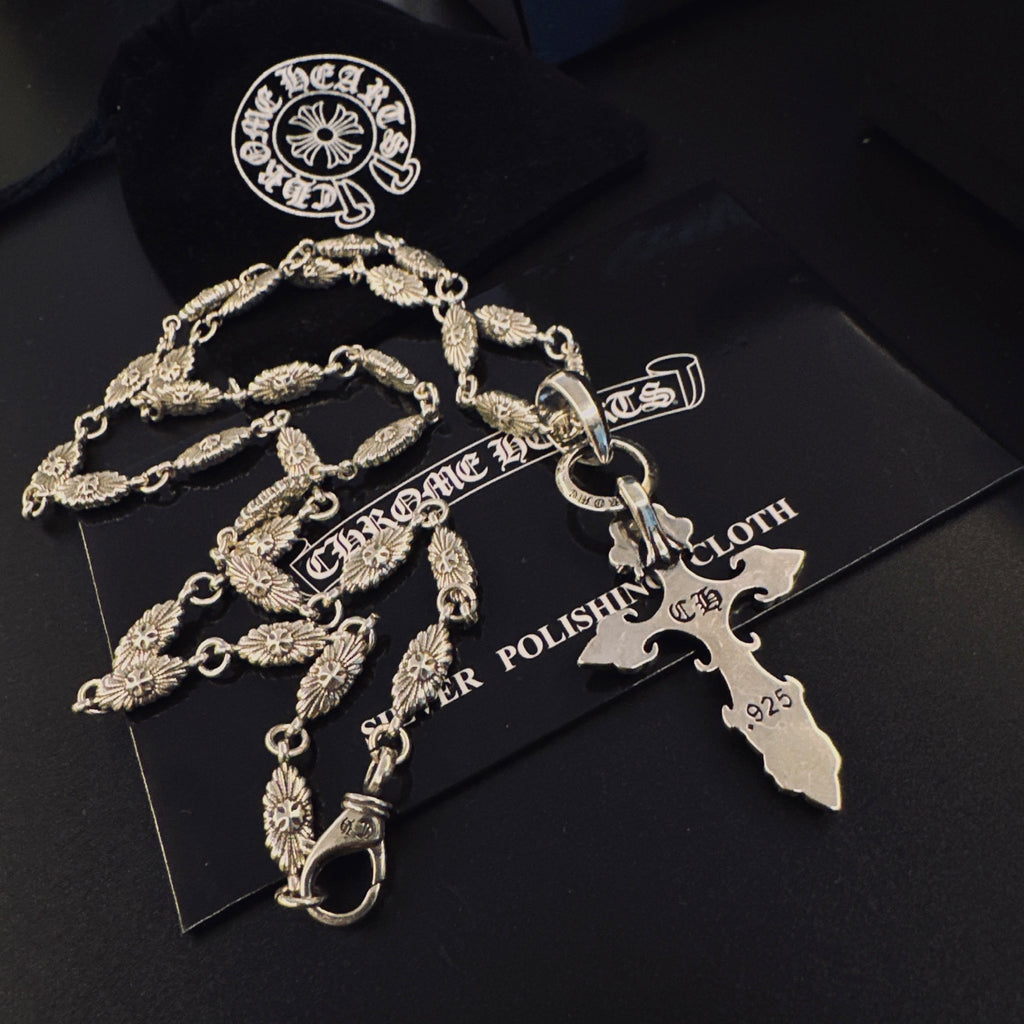 Gothic Emblem Pendant Necklace in Metal-Tone – Design 15 styled product view