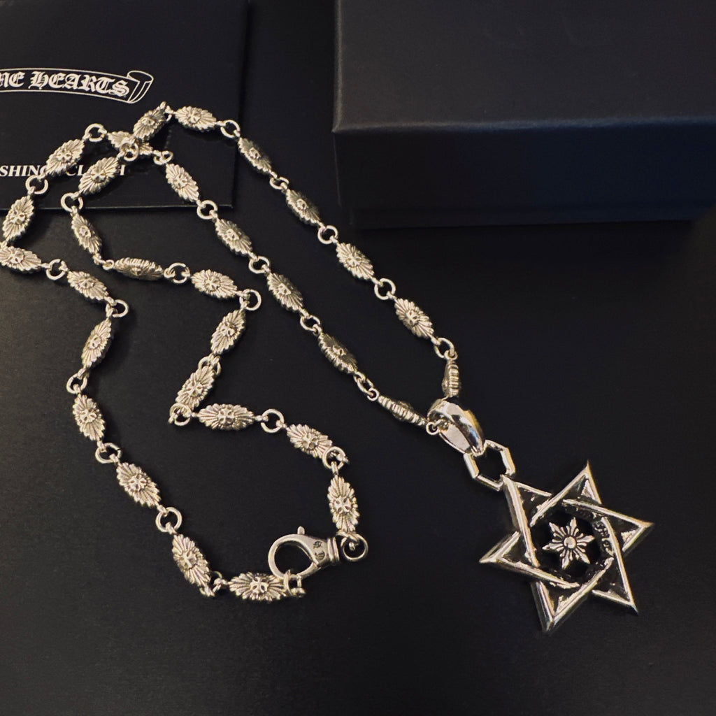 Gothic Emblem Pendant Necklace in Metal-Tone – Design 13 close-up detail