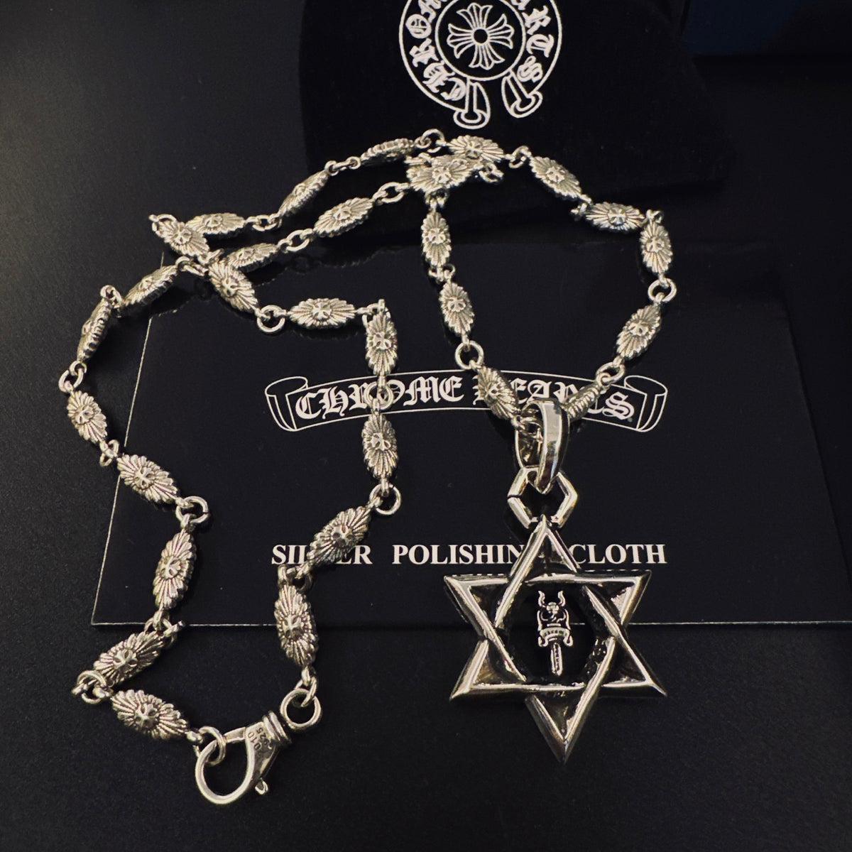 Gothic Emblem Pendant Necklace in Metal-Tone – Design 12 front product view