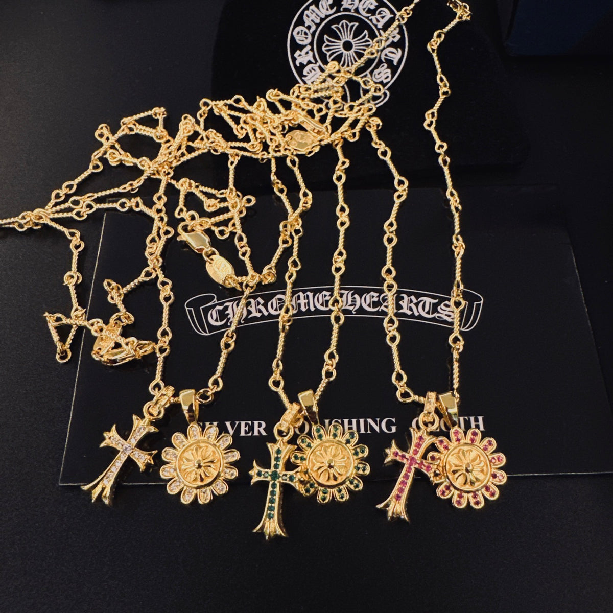 Gothic Emblem Pendant Necklace in Metal-Tone – Design 11 styled product view