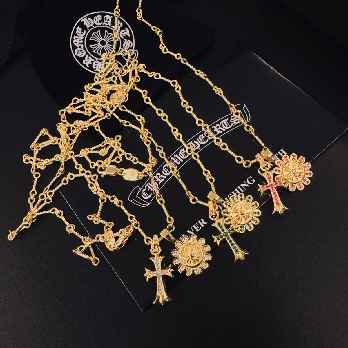 Gothic Emblem Pendant Necklace in Metal-Tone – Design 11 front product view