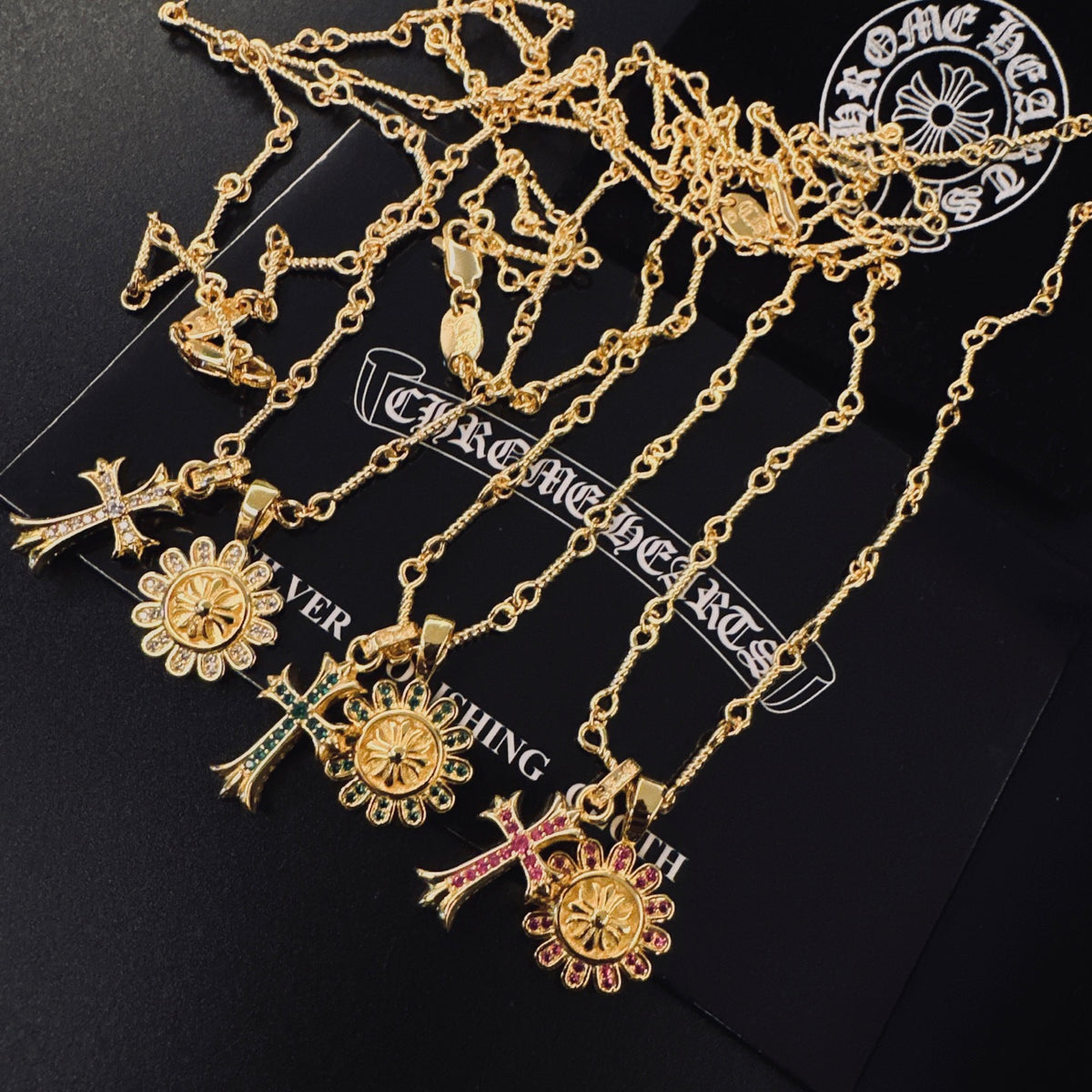 Gothic Emblem Pendant Necklace in Metal-Tone – Design 11 detail view