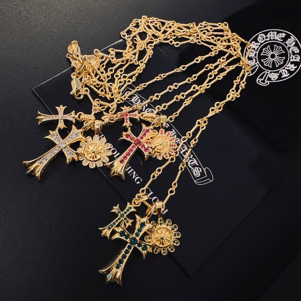 Gothic Emblem Pendant Necklace in Metal-Tone – Design 10 front product view