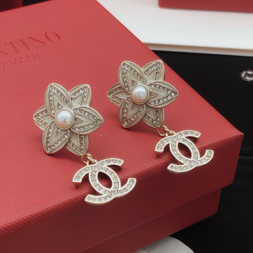 Camellia Stud Earrings in Gold-Tone – Camellia Detail – Design 011 main product view
