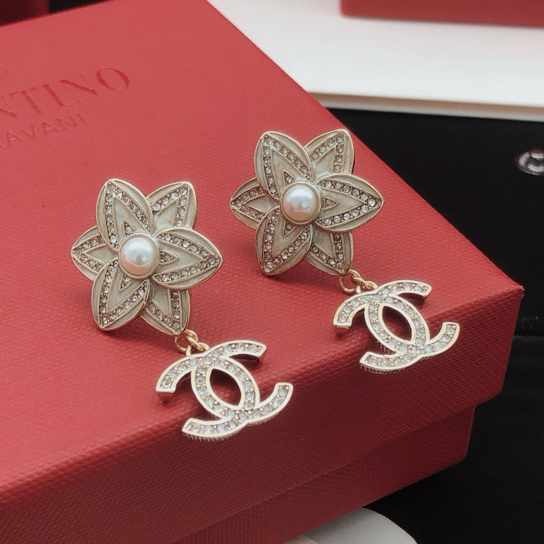 Camellia Stud Earrings in Gold-Tone – Camellia Detail – Design 011 main product view