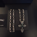 Gothic Emblem Pendant Necklace in Antique Silver-Tone – Design 11 main product view