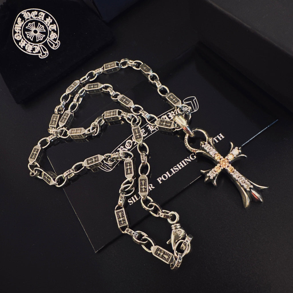 Gothic Emblem Pendant Necklace in Antique Silver-Tone – Design 07 detail view