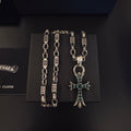 Gothic Emblem Pendant Necklace in Antique Silver-Tone – Design 05 main product view