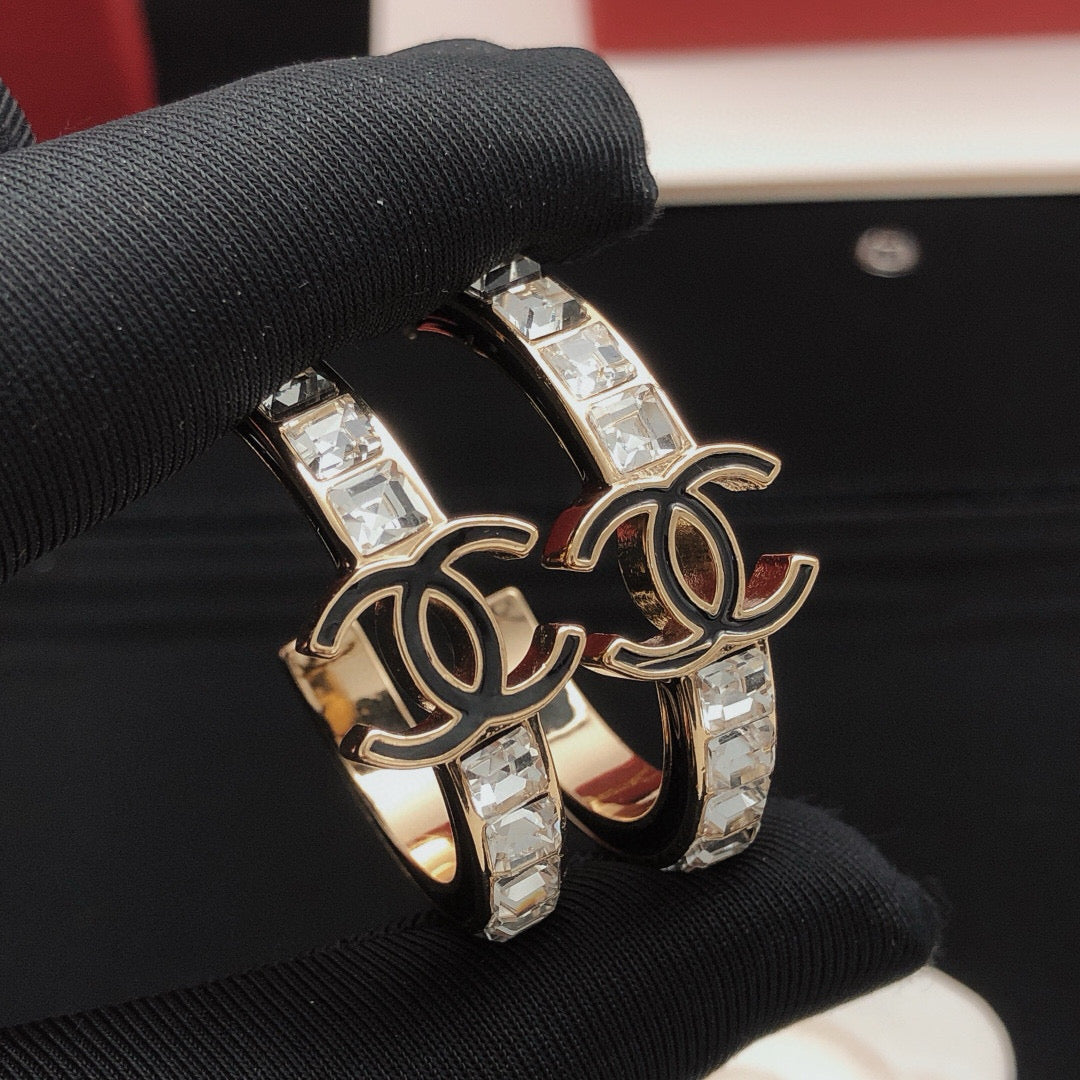Moon Crystal-Accent Statement Earrings close-up detail