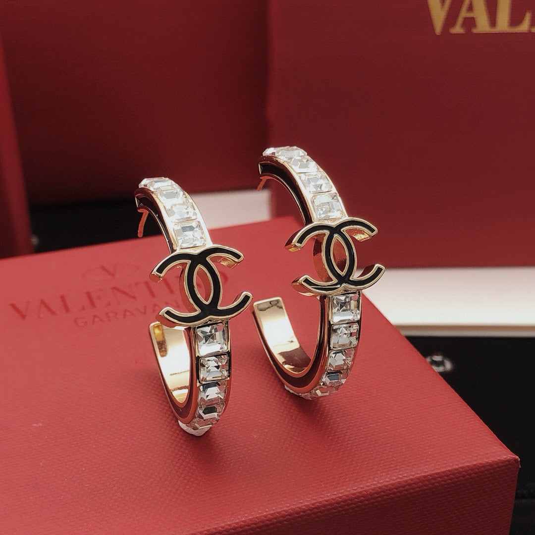 Moon Crystal-Accent Statement Earrings front product view