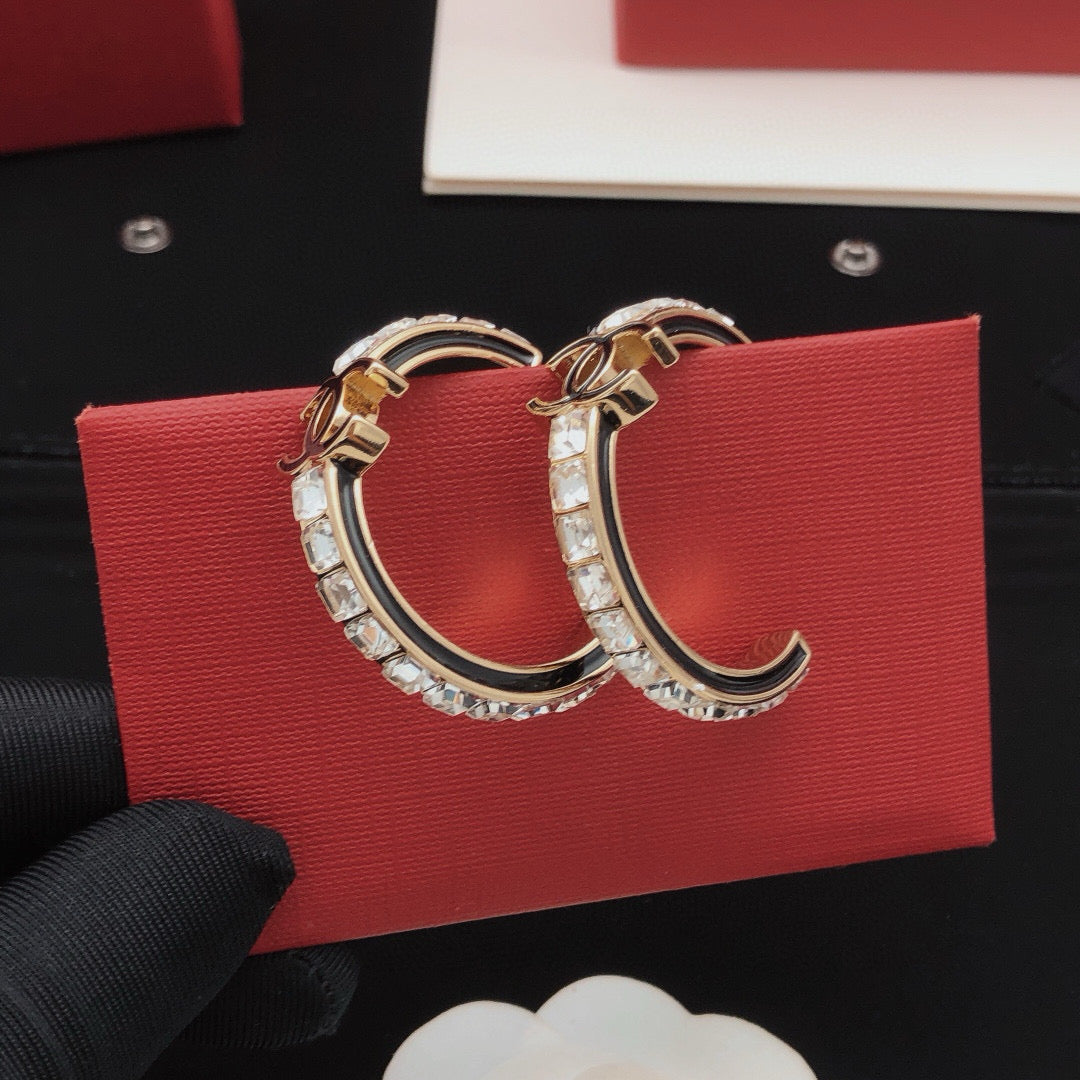 Moon Crystal-Accent Statement Earrings front product view
