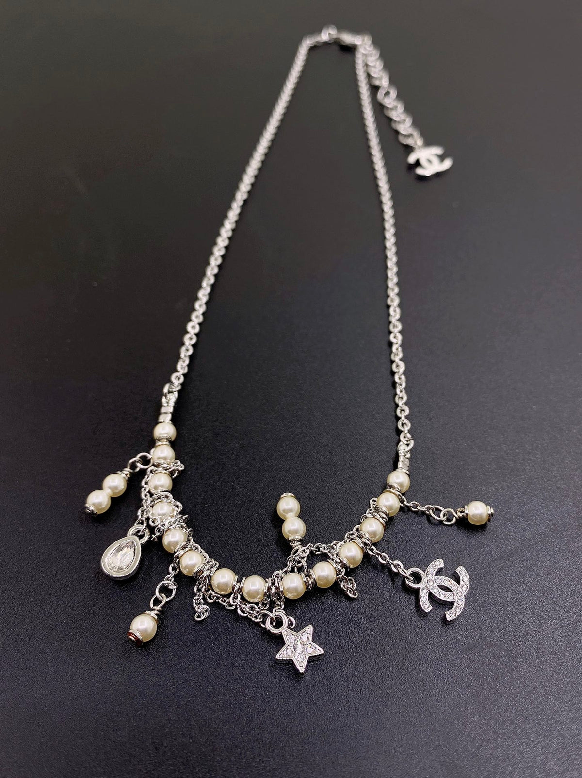 Signature Emblem Pendant Necklace in Gold-Tone – White Detail – Design 003 main product view
