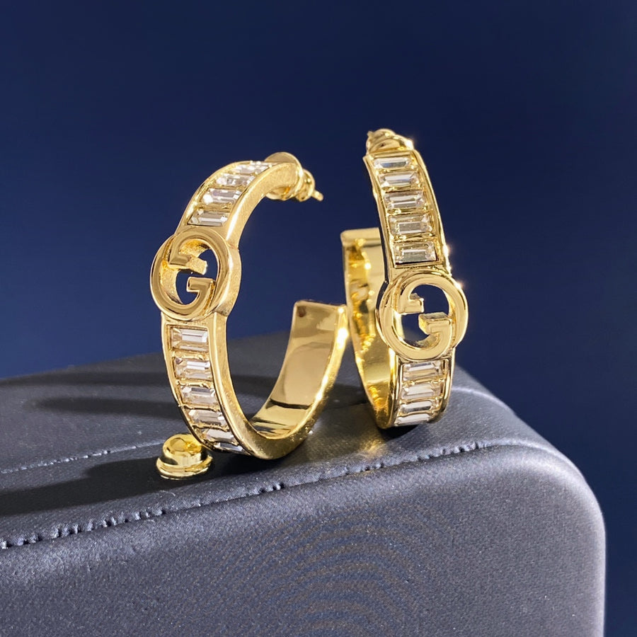 Double-G Emblem Statement Earrings in Gold-Tone – Design 002 main product view
