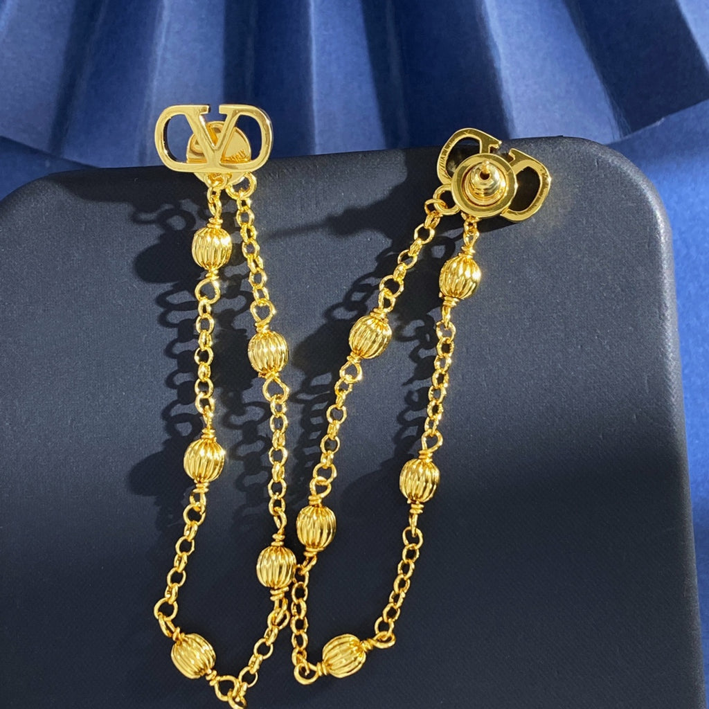 V Emblem Stud Earrings in Gold-Tone main product view