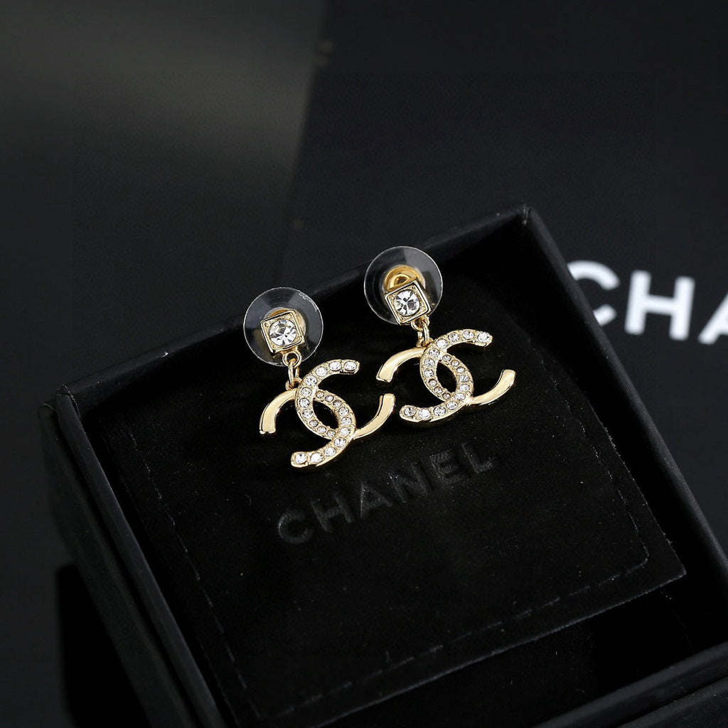 Signature Emblem Stud Earrings in Gold-Tone – Design 040 styled product view
