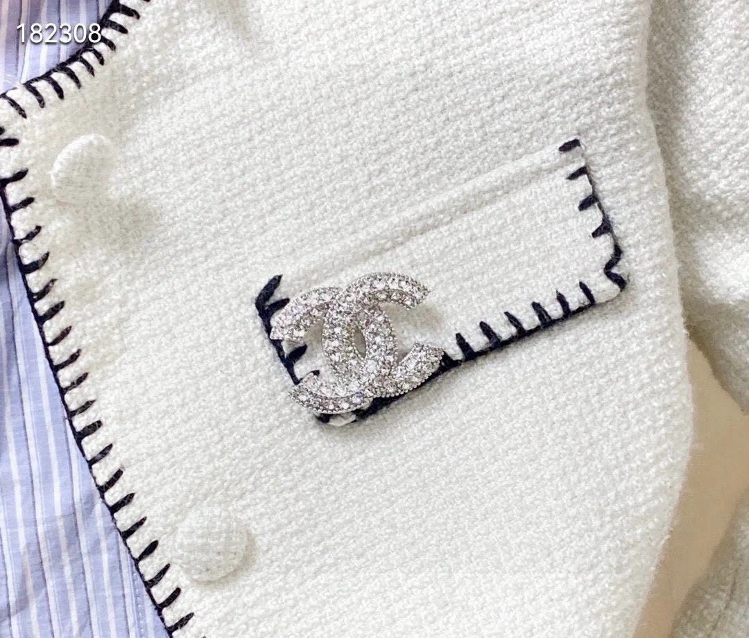 Double-C Emblem Brooch in Gold-Tone – Design 013 styled product view