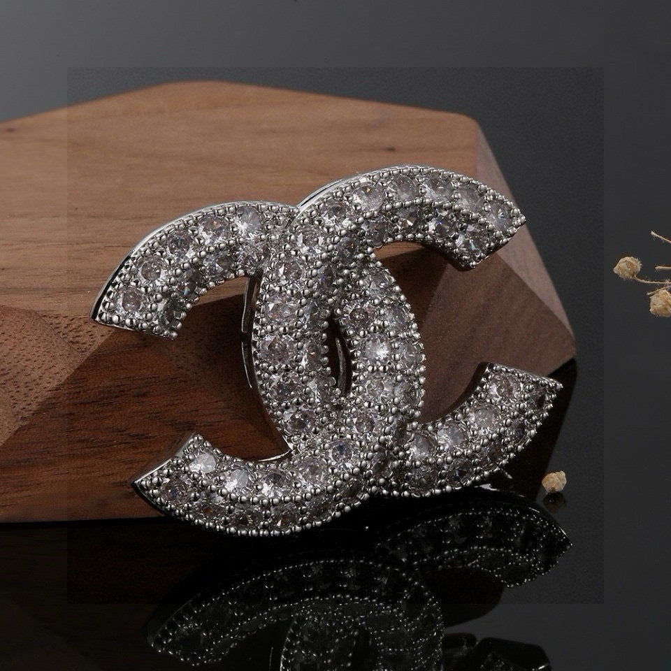 Double-C Emblem Brooch in Gold-Tone – Design 013 main product view
