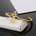 Clover Bangle in Polished Metal-Tone – Clover Detail – Design 009 main product view