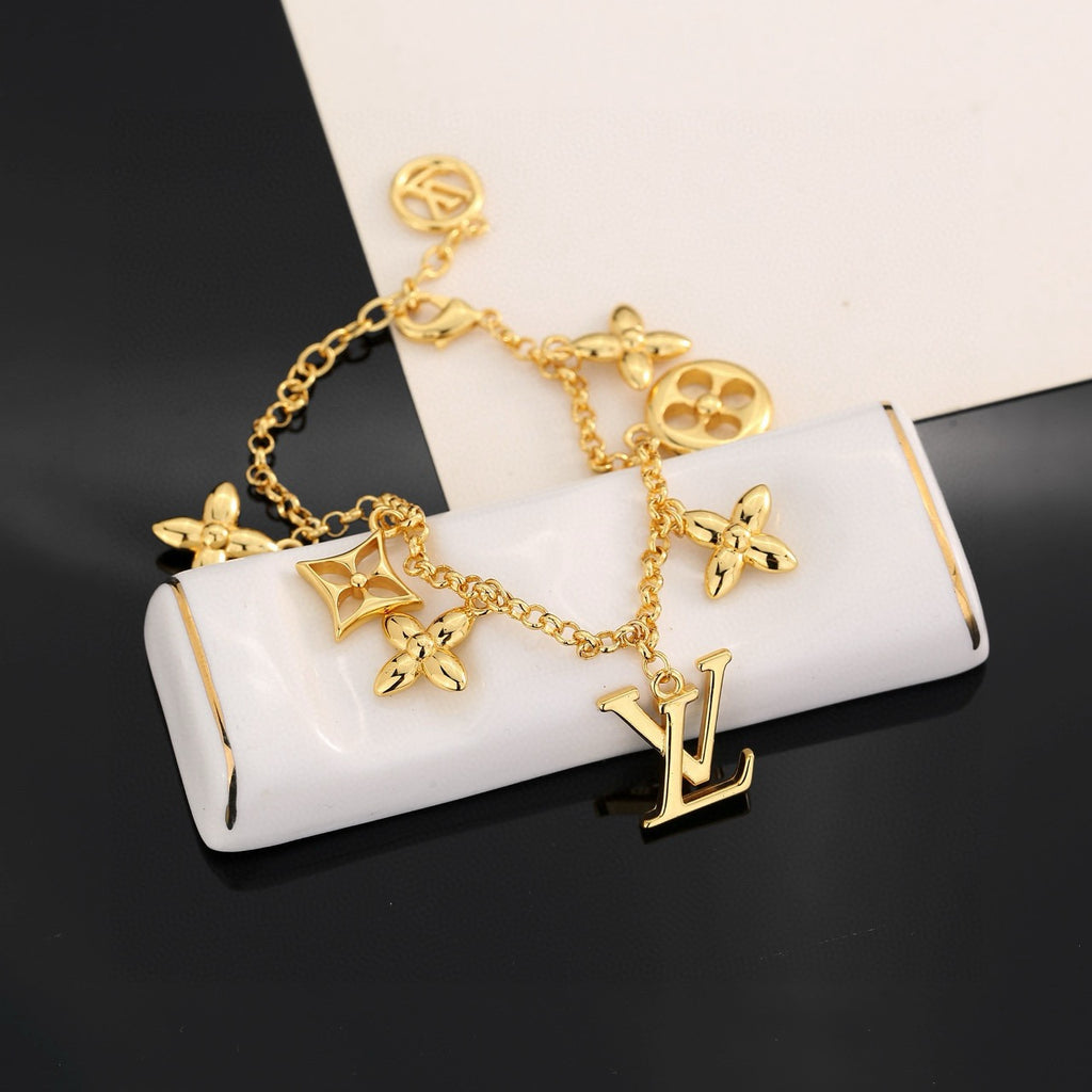 Letter Emblem Bracelet in Polished Metal-Tone – Design 020 detail view