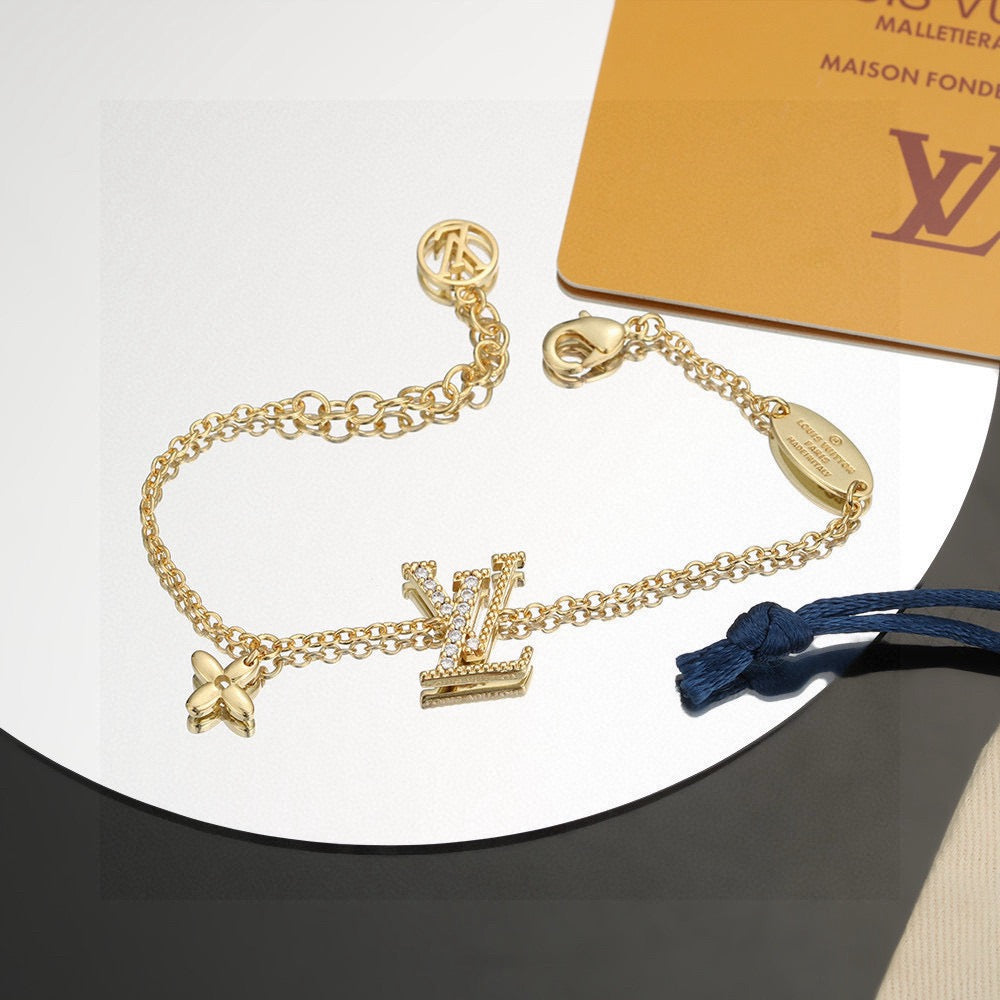 Letter Emblem Bracelet in Polished Metal-Tone – Design 019 main product view