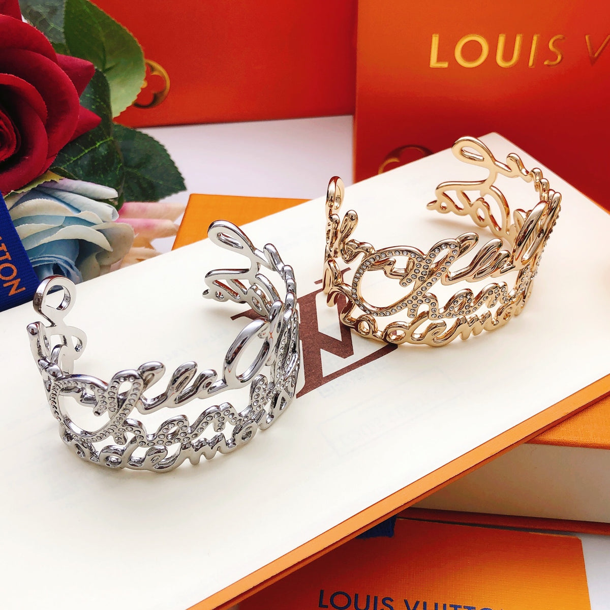 Letter Emblem Bangle in Silver-Tone styled product view