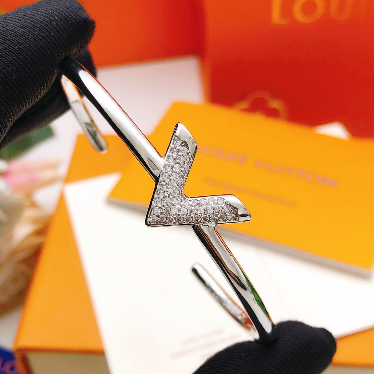 Geometric Emblem Bangle in Gold-Tone – Design 003 main product view