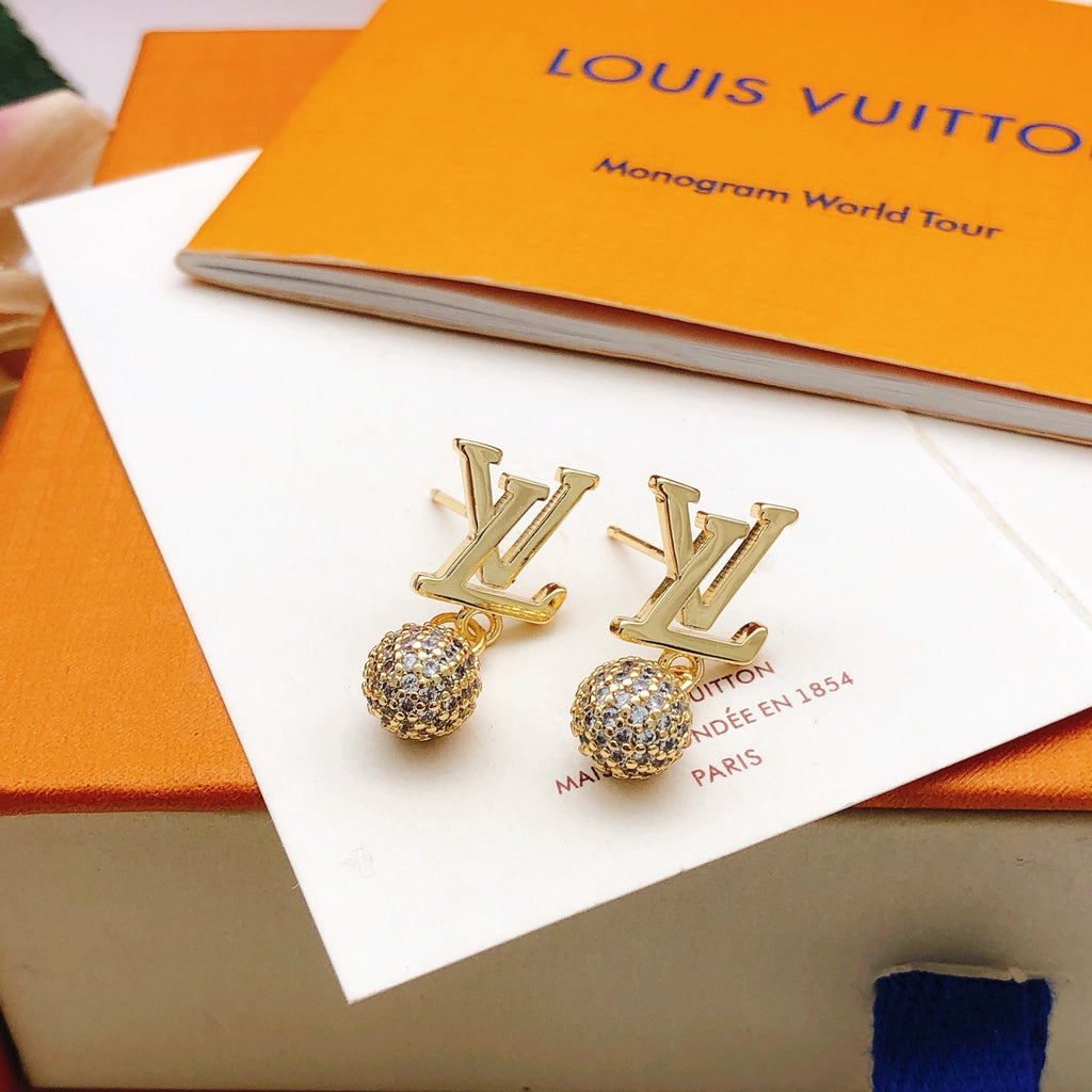 Geometric Emblem Stud Earrings in Gold-Tone – Design 013 front product view