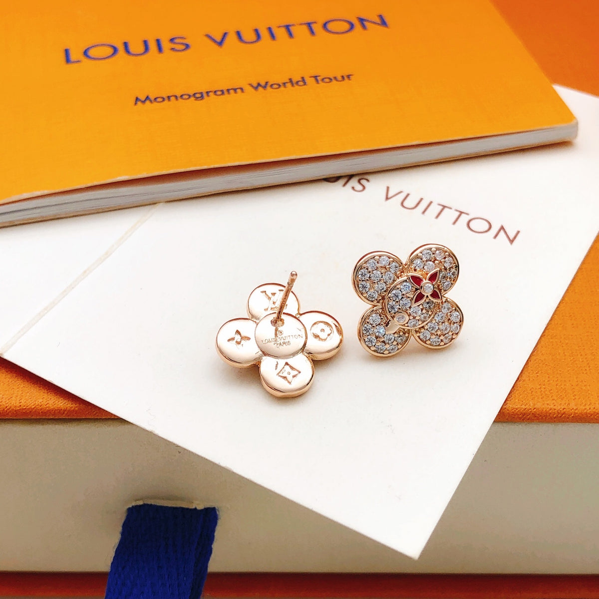 Floral Stud Earrings in Rose-Gold-Tone front product view
