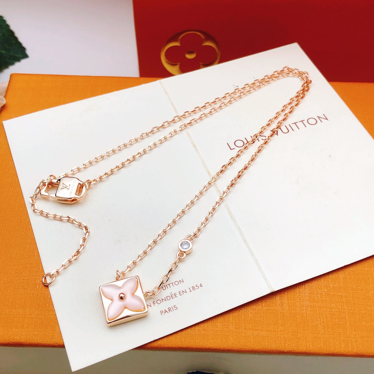Geometric Emblem Pendant Necklace in Rose-Gold-Tone – Rose Gold Detail – Design 009 main product view