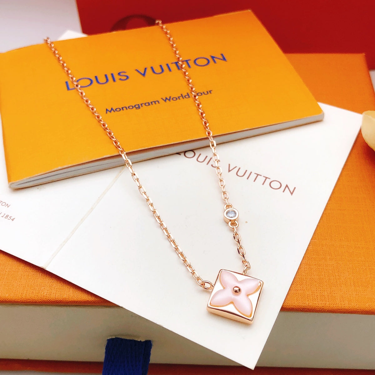Geometric Emblem Pendant Necklace in Rose-Gold-Tone – Rose Gold Detail – Design 009 main product view