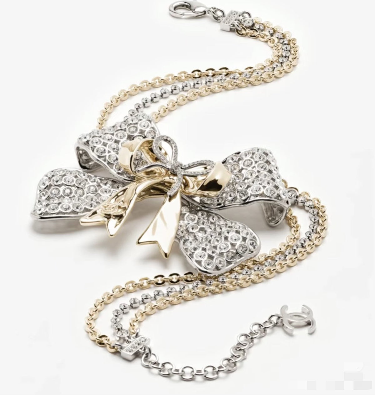 Bow Crystal-Accent Pendant Necklace – Design 002 front product view
