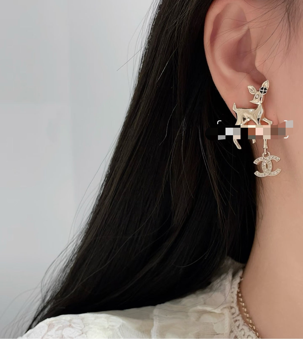 Signature Emblem Stud Earrings in Polished Metal-Tone – Design 023 styled product view