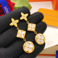 Geometric Emblem Stud Earrings in Gold-Tone – Design 028 main product view
