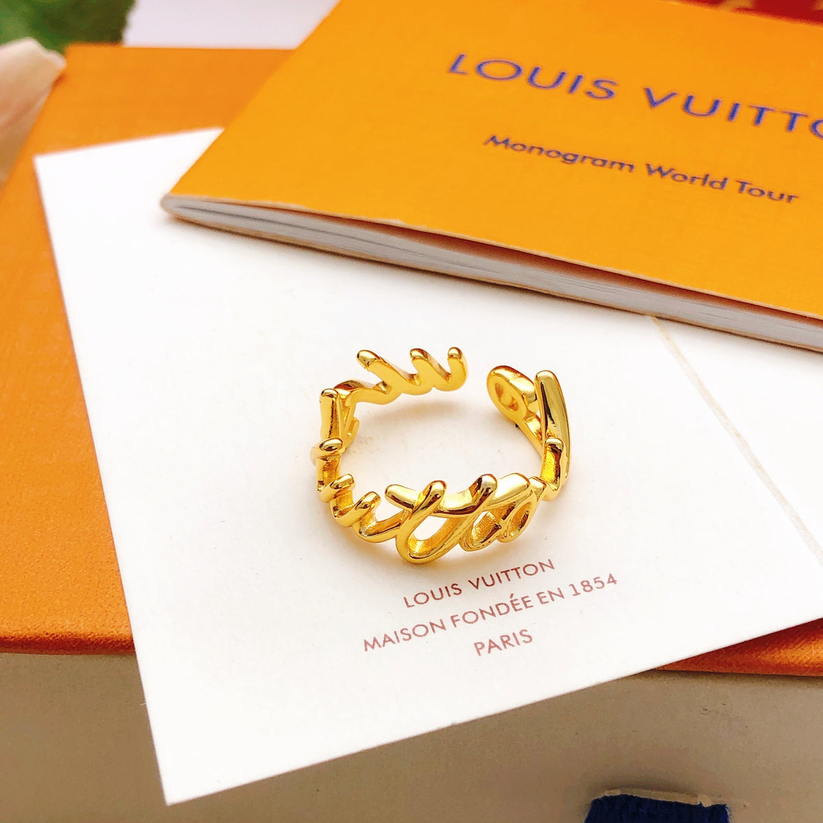 Geometric Emblem Statement Ring in Gold-Tone – Design 014 side detail