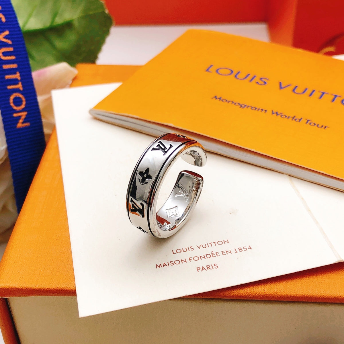 Geometric Emblem Statement Ring in Silver-Tone – Silver Detail main product view