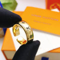 Geometric Emblem Statement Ring in Gold-Tone – Design 010 main product view
