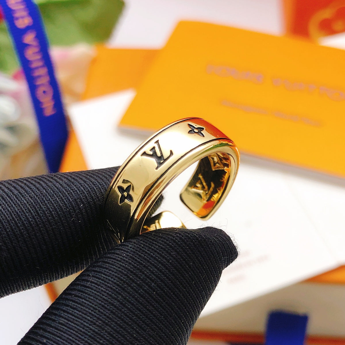 Geometric Emblem Statement Ring in Gold-Tone – Design 010 front product view