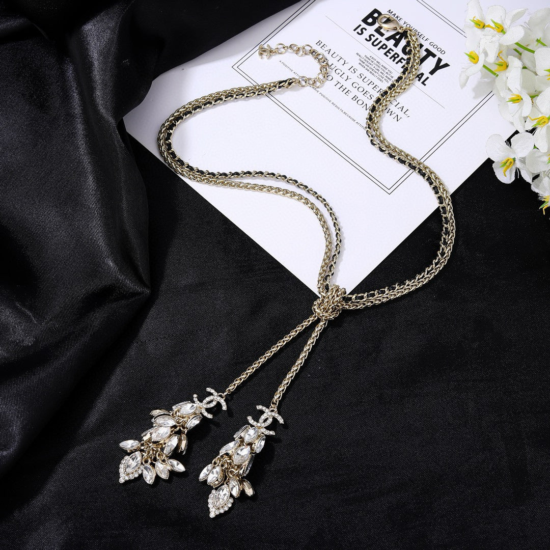 Double-C Emblem Pendant Necklace in Gold-Tone – Design 018 front product view