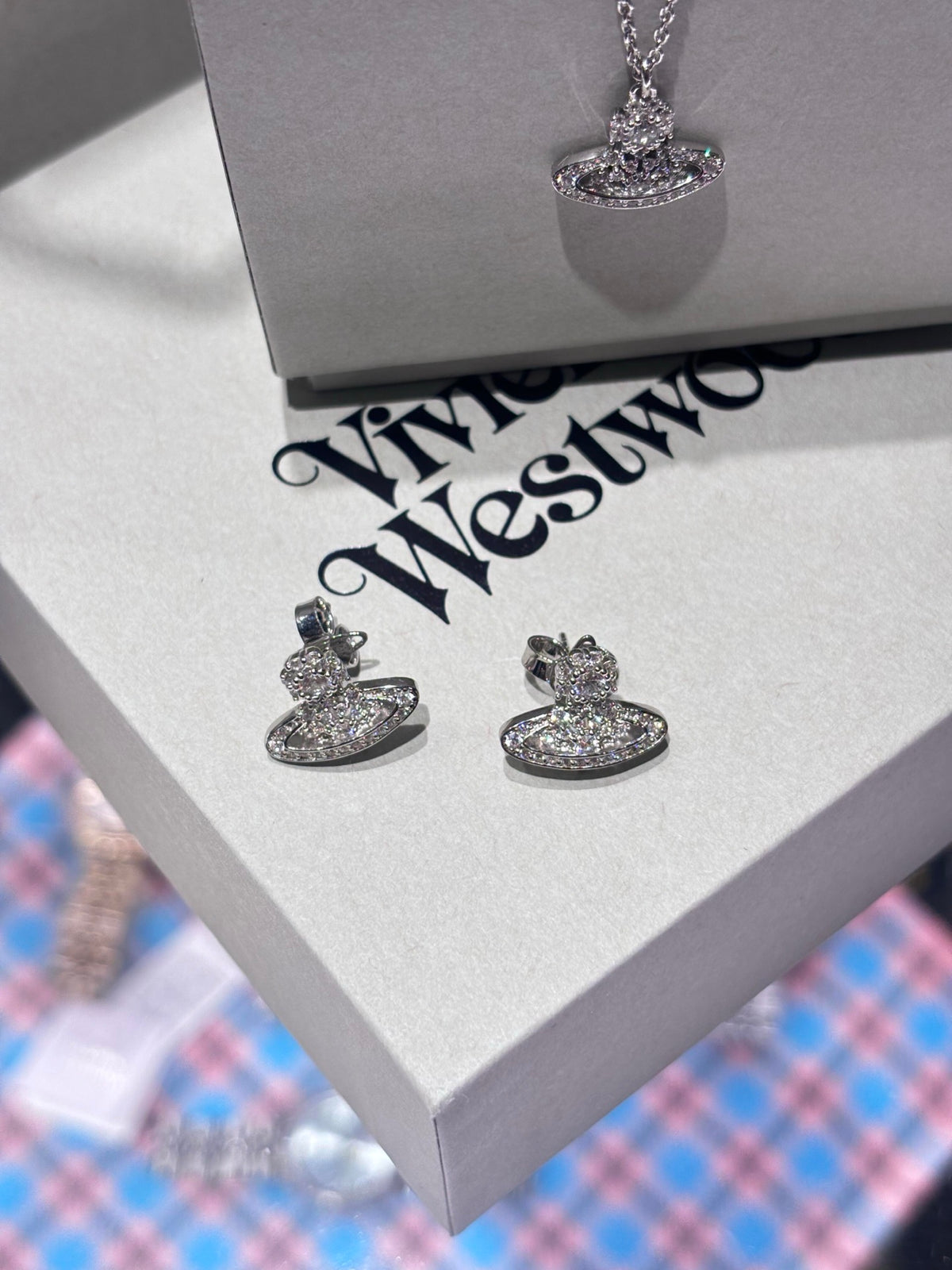 Orb-Inspired Emblem Stud Earrings in Polished Metal-Tone – Design 003 detail view