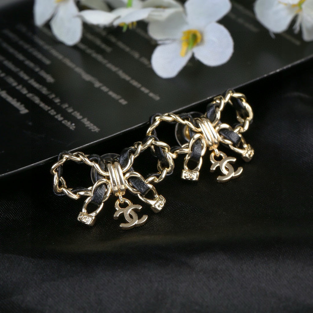 Bow Statement Earrings in Polished Metal-Tone – Design 002 close-up detail