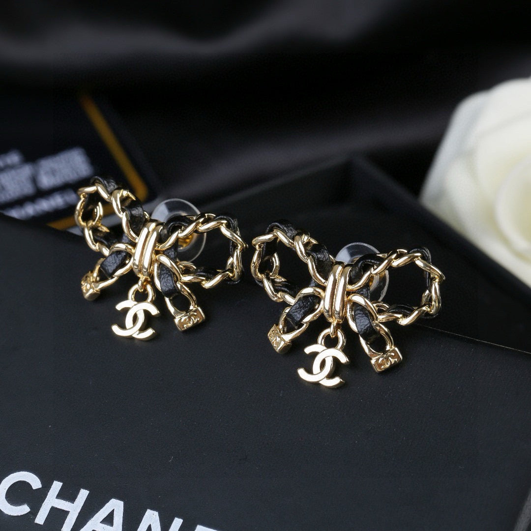 Bow Statement Earrings in Polished Metal-Tone – Design 002 main product view