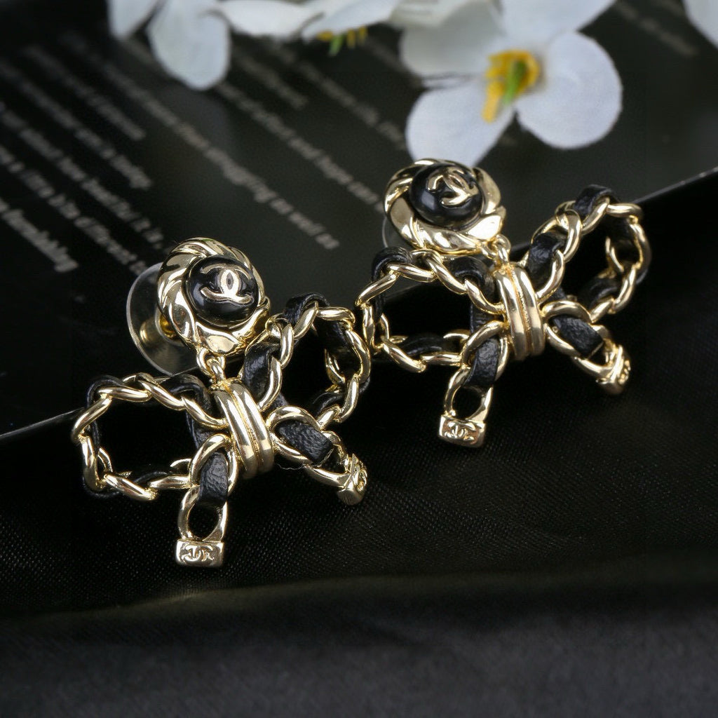 Bow Statement Earrings in Polished Metal-Tone – Design 001 close-up detail