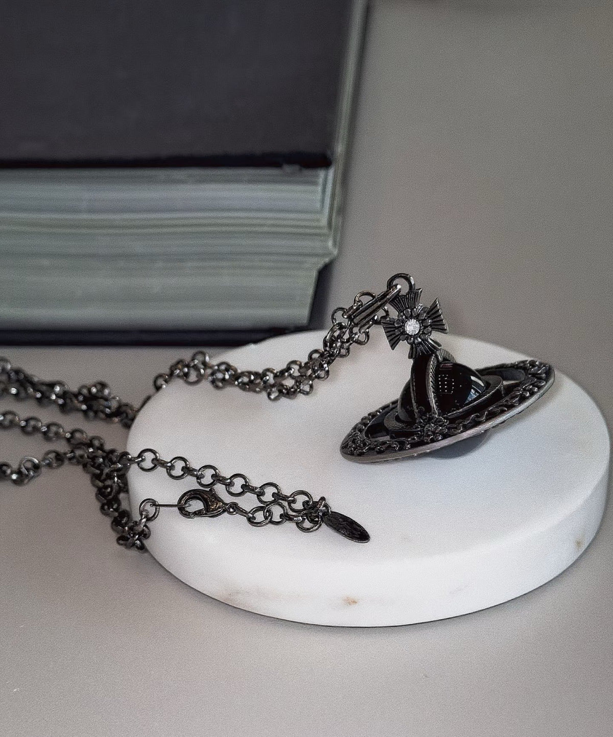Large Orb Long Pendant Necklace – Design 001 styled product view