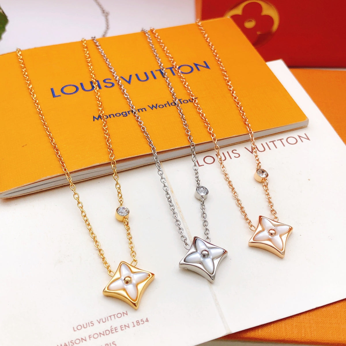 Geometric Emblem Pendant Necklace in Gold-Tone – Design 057 front product view