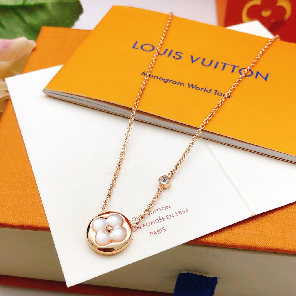 Geometric Emblem Pendant Necklace in Rose-Gold-Tone – Rose Gold Detail – Design 010 front product view